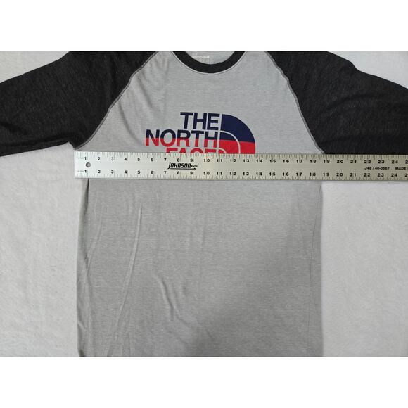 The North Face Size Small Baseball Shirt Standard Fit Gray/Black Ringer Tee - Picture 5 of 6